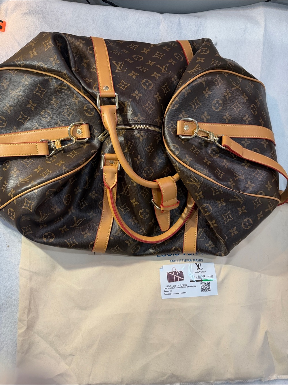 Brown Monogram Duffel with Tan Trim - Picture 14 of 15